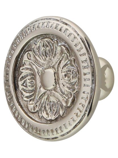 Eastlake Round Cabinet Knob - 1 1/2 inch Diameter in White Brass.